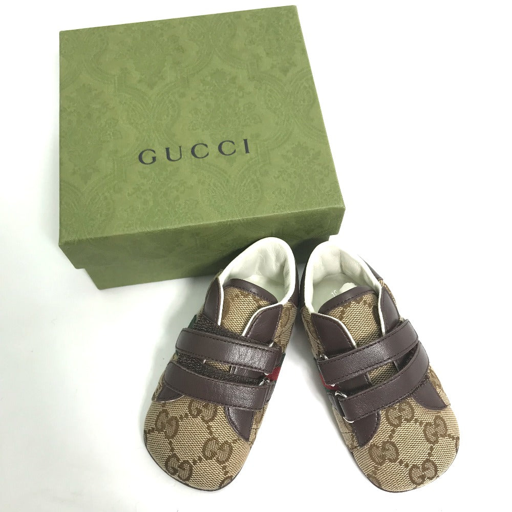 GUCCI sneakers , GG canvas beige baby BABY GG Sherry line sneakers Kids 19 Used Authentic