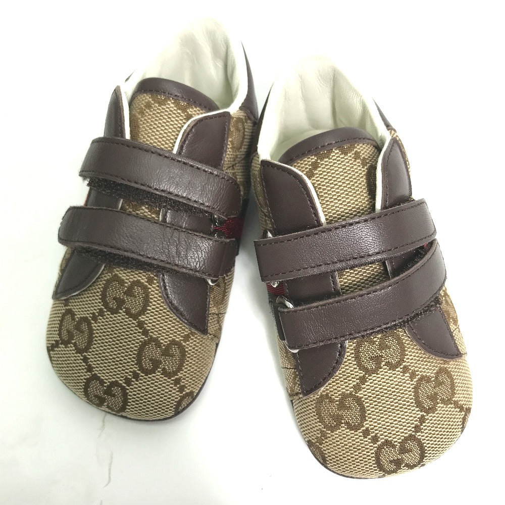 GUCCI sneakers , GG canvas beige baby BABY GG Sherry line sneakers Kids 19 Used Authentic