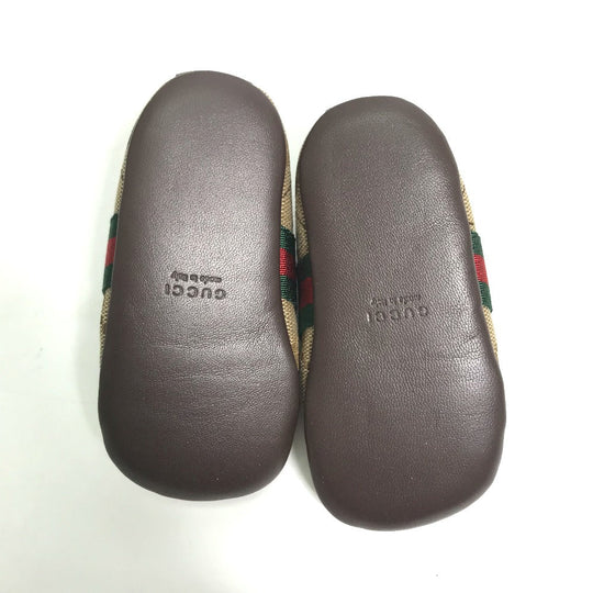 GUCCI sneakers , GG canvas beige baby BABY GG Sherry line sneakers Kids 19 Used Authentic