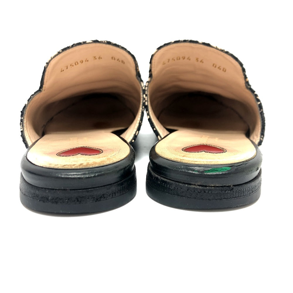 GUCCI Sandals 475094 Lace, Leather black Race Horsebit Women 36 Used Authentic