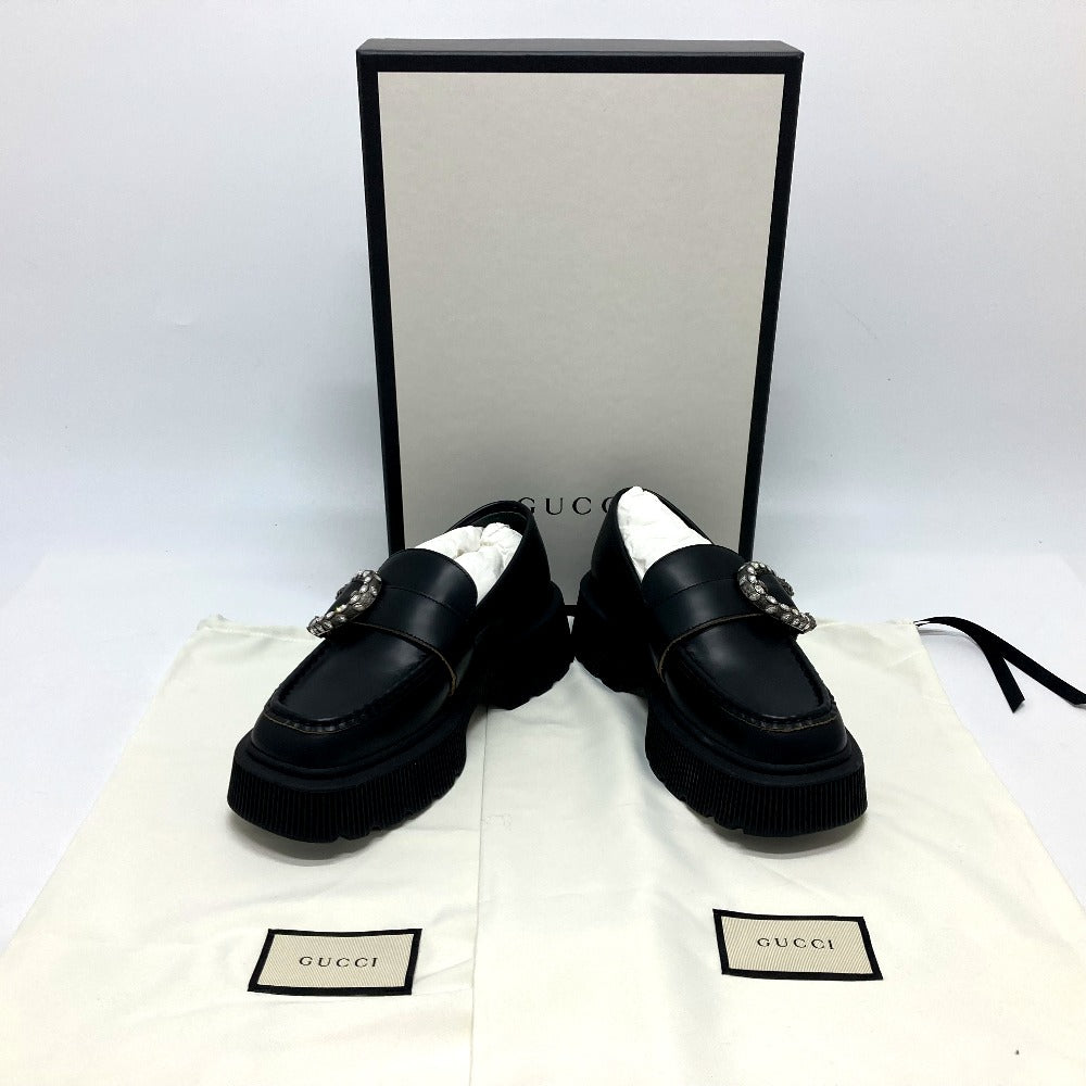 GUCCI loafers leather black Duonysus Women 34.5 Used Authentic