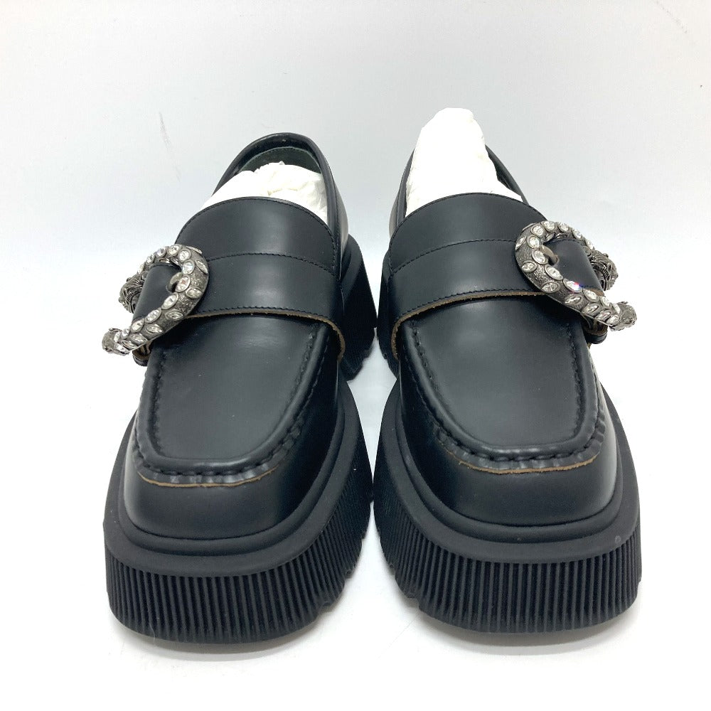 GUCCI loafers leather black Duonysus Women 34.5 Used Authentic