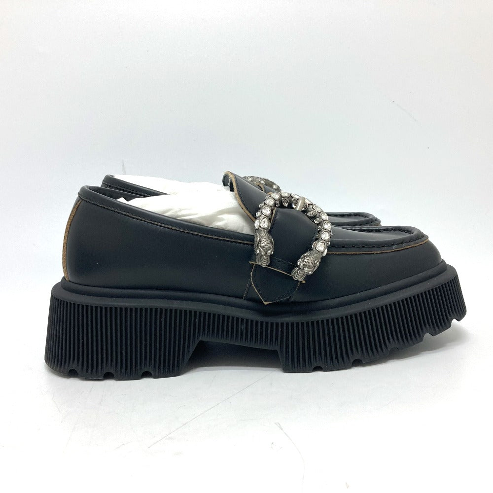 GUCCI loafers leather black Duonysus Women 34.5 Used Authentic
