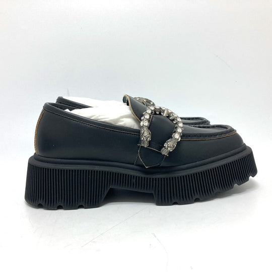 GUCCI loafers leather black Duonysus Women 34.5 Used Authentic