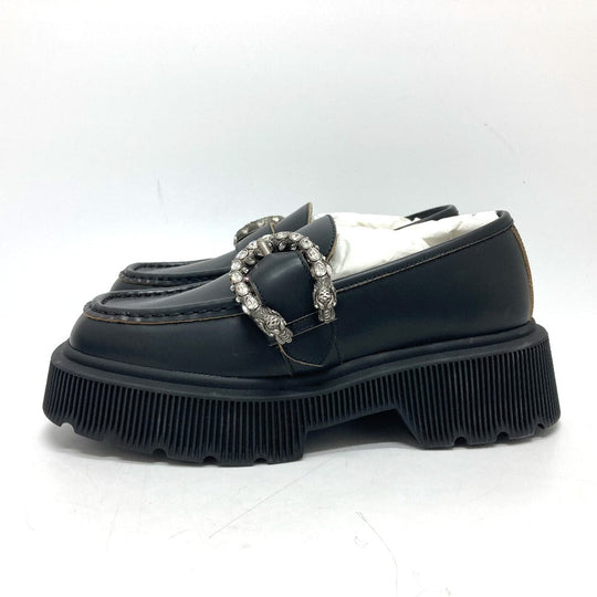 GUCCI loafers leather black Duonysus Women 34.5 Used Authentic