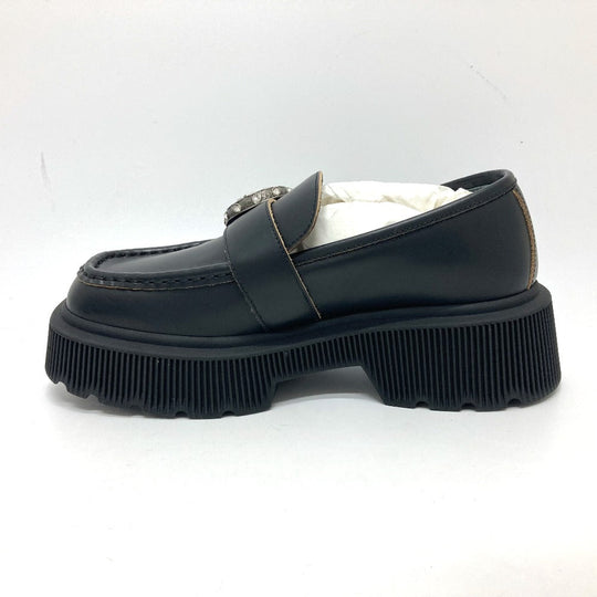 GUCCI loafers leather black Duonysus Women 34.5 Used Authentic