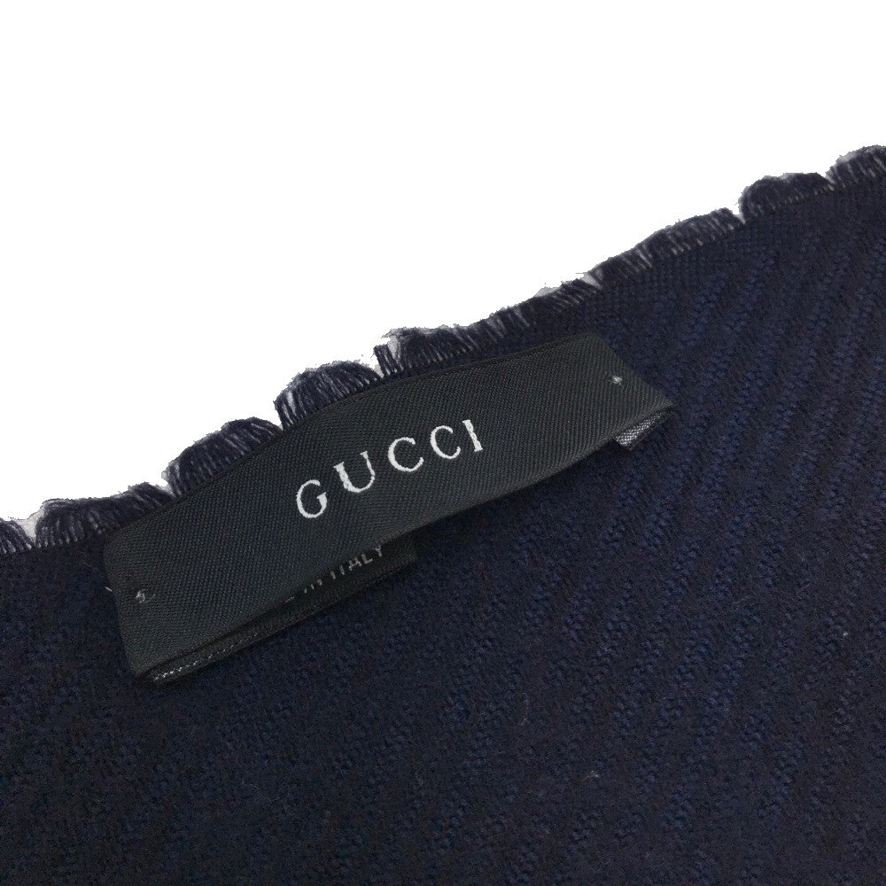 GUCCI Scarf Wool, Silk Navy type Men's Women's Unisex Sherry line unisex(Unisex) Used Authentic