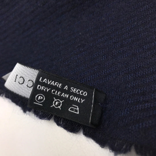 GUCCI Scarf Wool, Silk Navy type Men's Women's Unisex Sherry line unisex(Unisex) Used Authentic