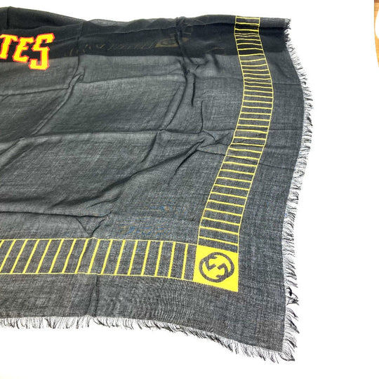 GUCCI Stall 535071 Rayon black Apparel MLB collaboration scarf Women Used Authentic