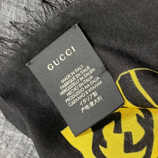 GUCCI Stall 535071 Rayon black Apparel MLB collaboration scarf Women Used Authentic