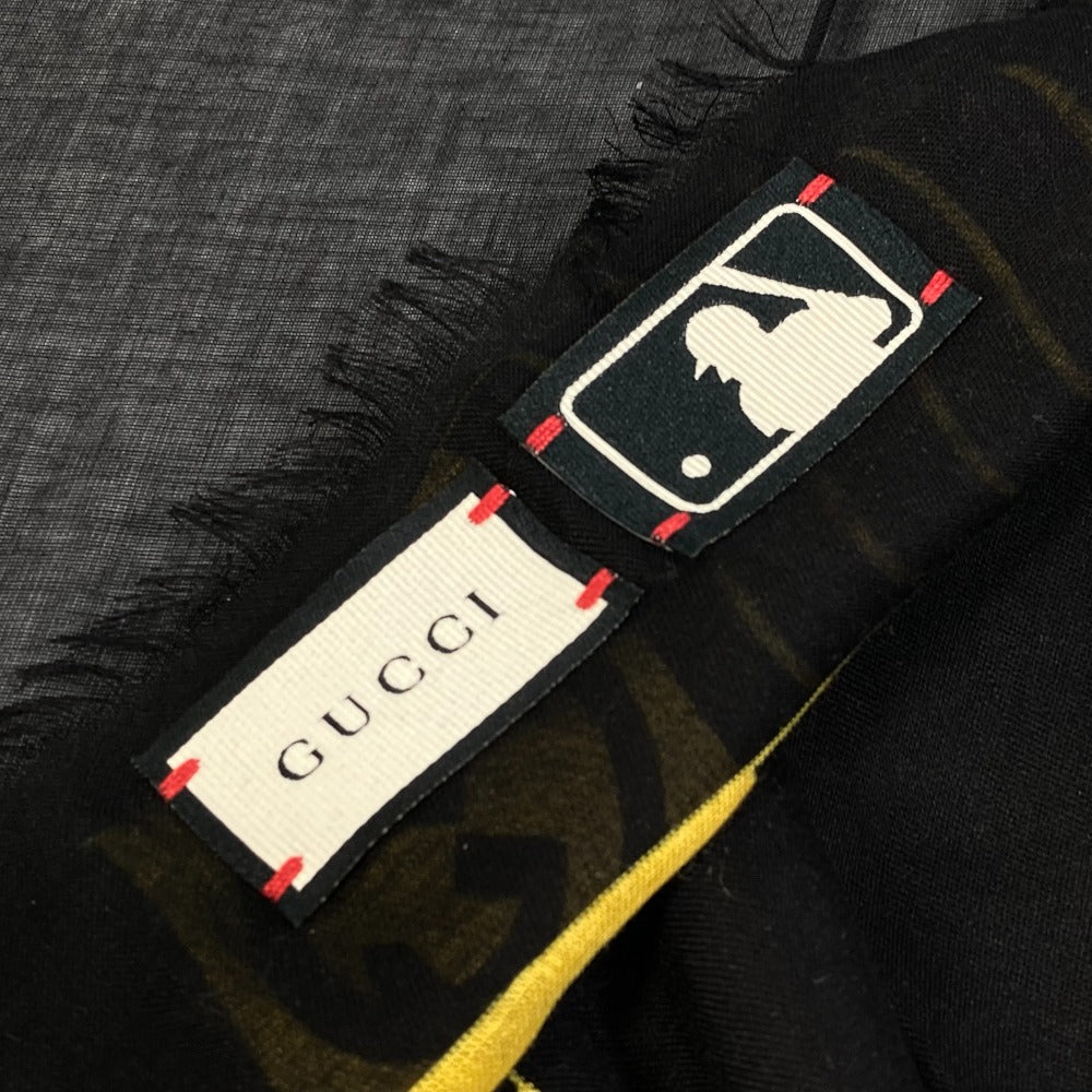 GUCCI Stall 535071 Rayon black Apparel MLB collaboration scarf Women Used Authentic