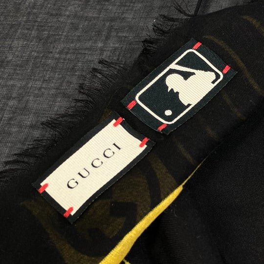 GUCCI Stall 535071 Rayon black Apparel MLB collaboration scarf Women Used Authentic