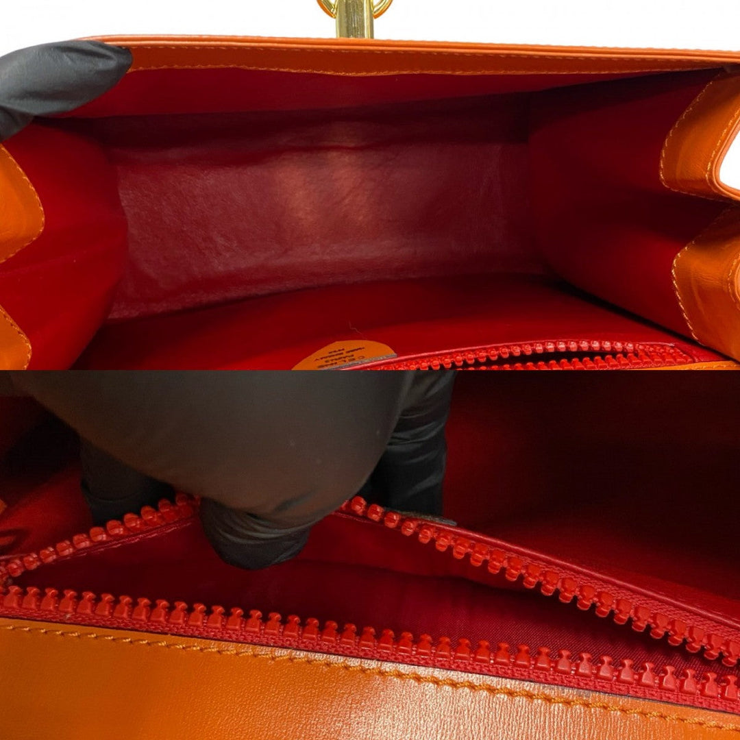 CELINE Shoulder Bag Calfskin Orange