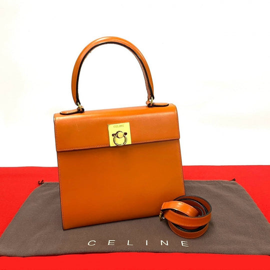 CELINE Shoulder Bag Calfskin Orange