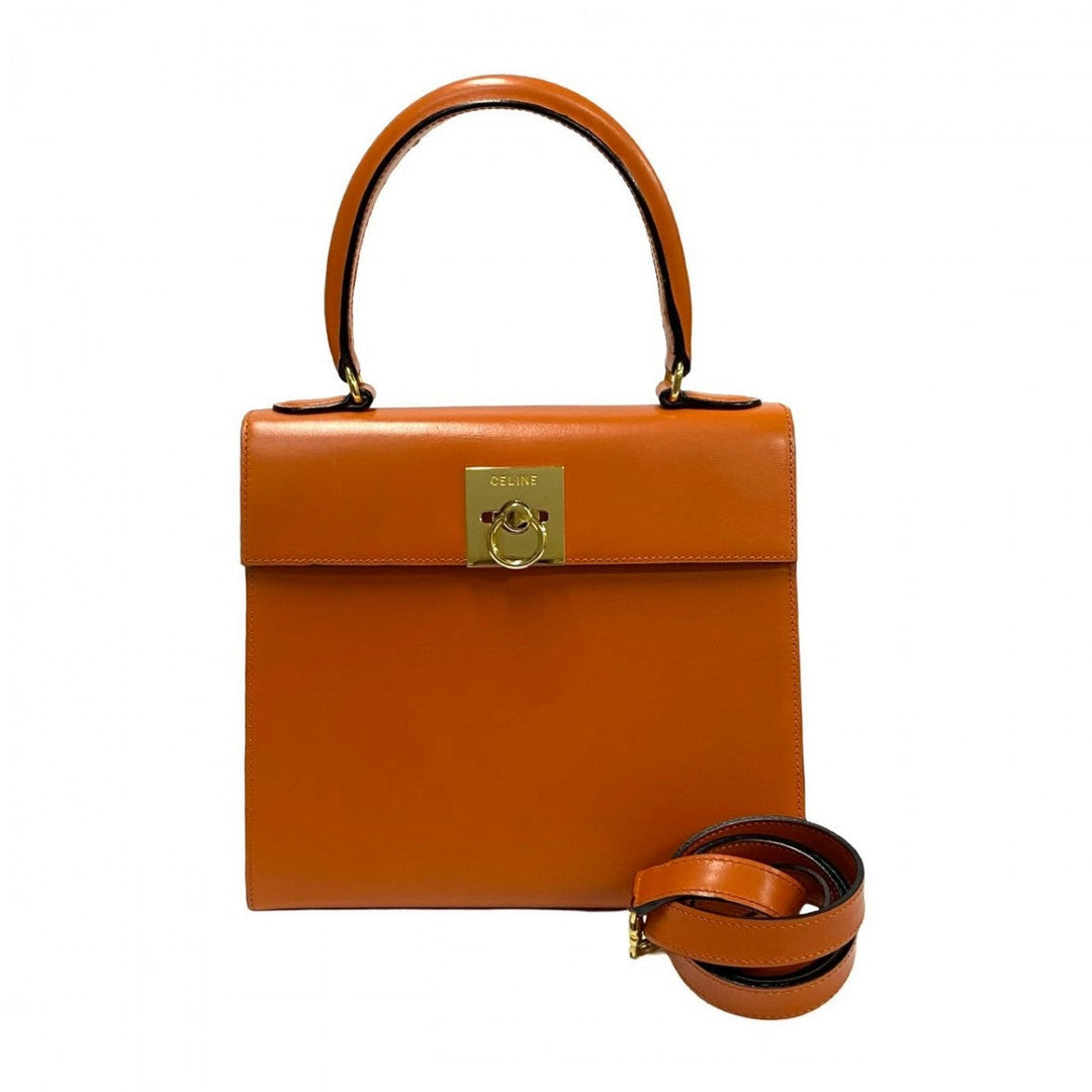 CELINE Shoulder Bag Calfskin Orange