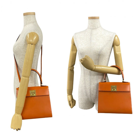 CELINE Shoulder Bag Calfskin Orange