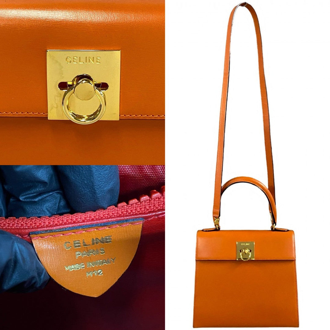 CELINE Shoulder Bag Calfskin Orange