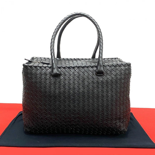 BOTTEGAVENETA Boston Duffel bag leather black INTRECCIATO