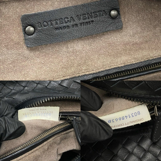 BOTTEGAVENETA Boston Duffel bag leather black INTRECCIATO