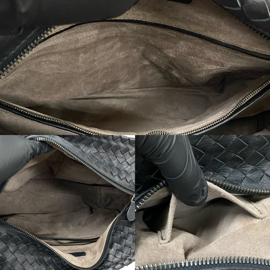 BOTTEGAVENETA Boston Duffel bag leather black INTRECCIATO