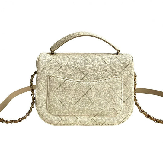 CHANEL Shoulder Bag Matt caviar skin white Matrasse