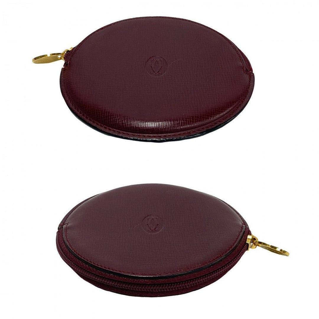 CARTIER Coin case leather wine-red Must Line