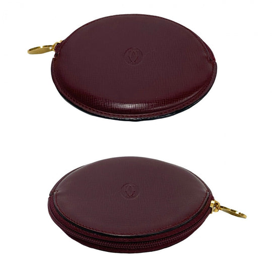 CARTIER Coin case leather wine-red Must Line