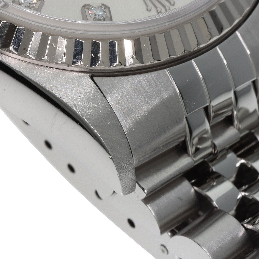 ROLEX Watches Mechanical Automatic 16234G Stainless Steel , Stainless Steel , K18WG Silver Datejust 10P Diamond Silver dial mens Used Authentic