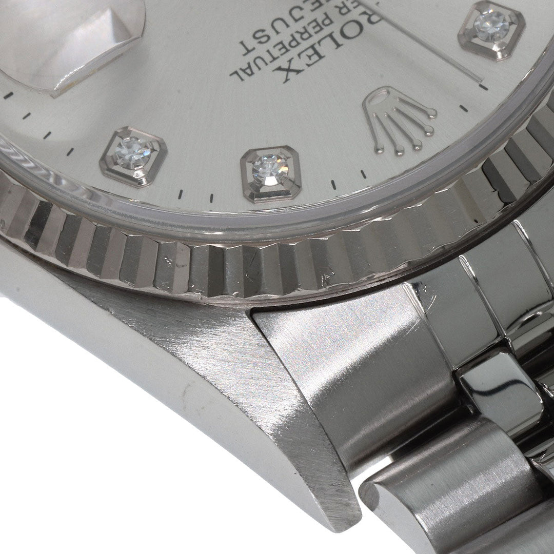 ROLEX Watches Mechanical Automatic 16234G Stainless Steel , Stainless Steel , K18WG Silver Datejust 10P Diamond Silver dial mens Used Authentic