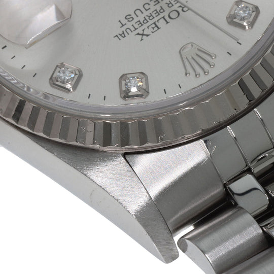 ROLEX Watches Mechanical Automatic 16234G Stainless Steel , Stainless Steel , K18WG Silver Datejust 10P Diamond Silver dial mens Used Authentic