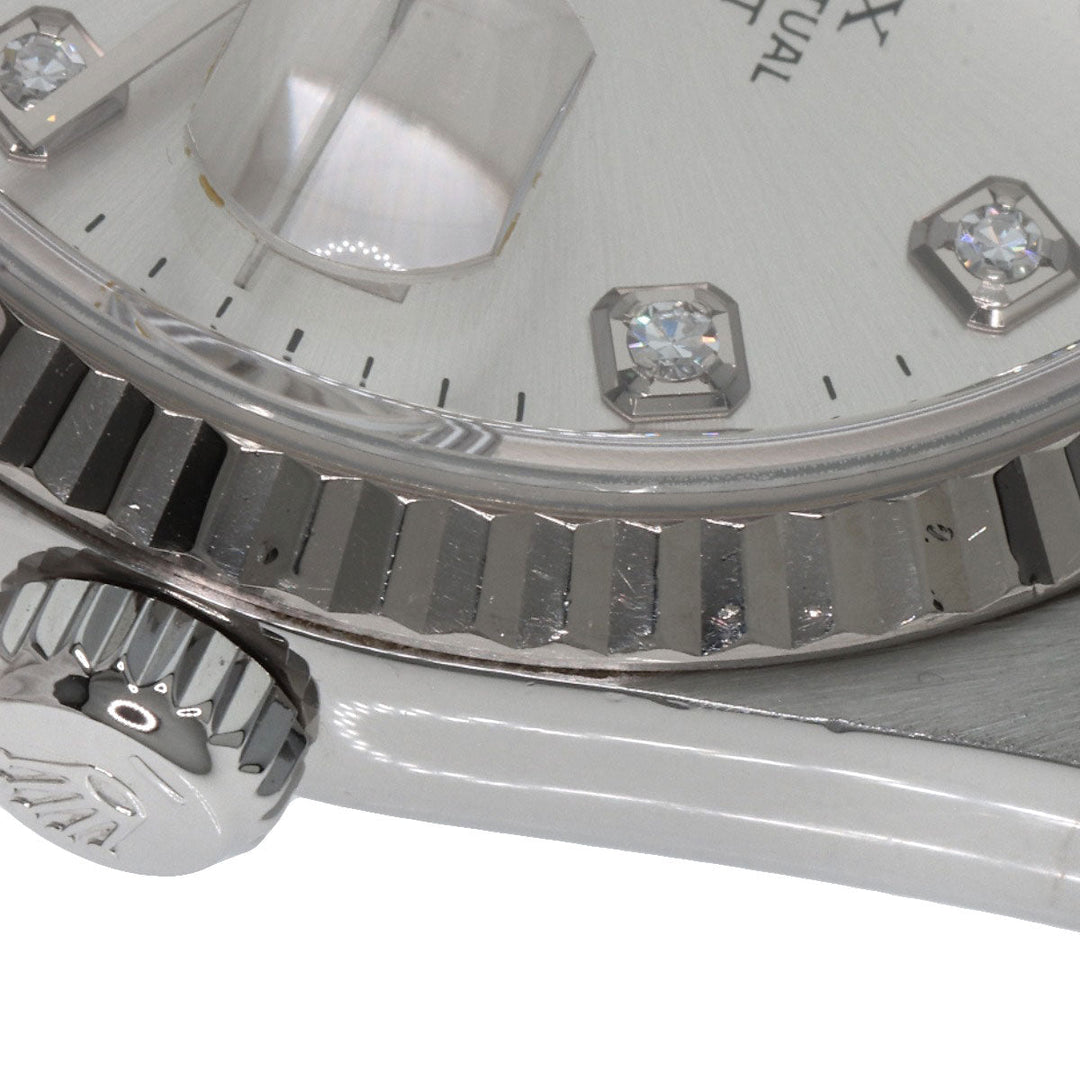 ROLEX Watches Mechanical Automatic 16234G Stainless Steel , Stainless Steel , K18WG Silver Datejust 10P Diamond Silver dial mens Used Authentic
