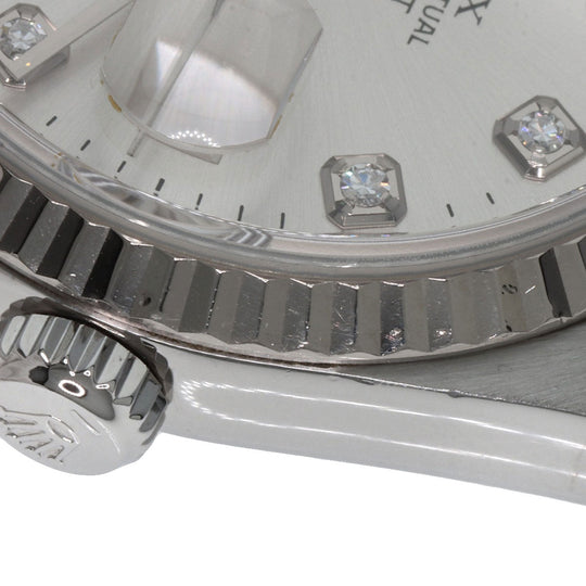 ROLEX Watches Mechanical Automatic 16234G Stainless Steel , Stainless Steel , K18WG Silver Datejust 10P Diamond Silver dial mens Used Authentic