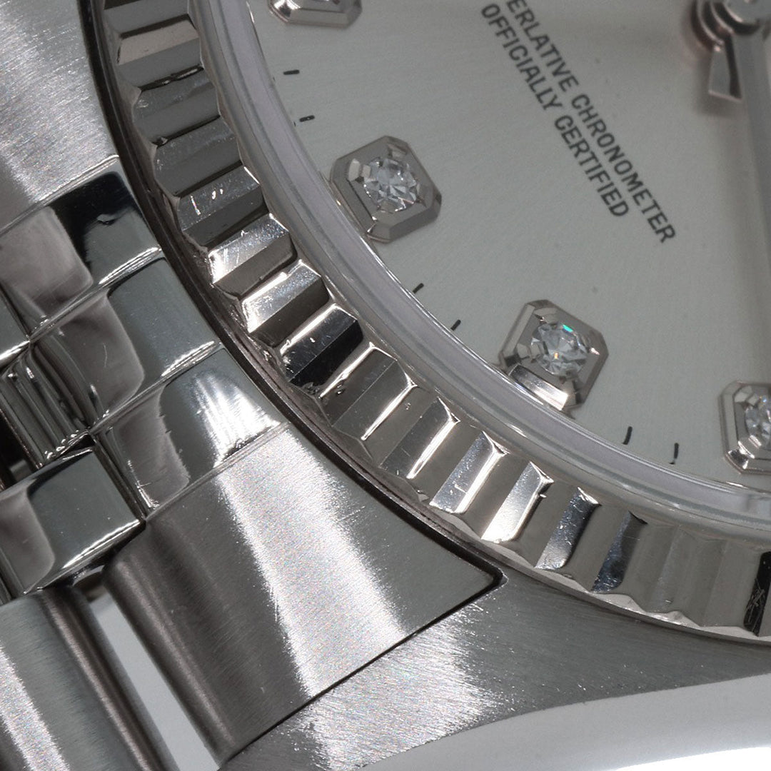 ROLEX Watches Mechanical Automatic 16234G Stainless Steel , Stainless Steel , K18WG Silver Datejust 10P Diamond Silver dial mens Used Authentic