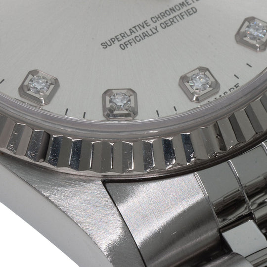 ROLEX Watches Mechanical Automatic 16234G Stainless Steel , Stainless Steel , K18WG Silver Datejust 10P Diamond Silver dial mens Used Authentic