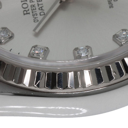 ROLEX Watches Mechanical Automatic 16234G Stainless Steel , Stainless Steel , K18WG Silver Datejust 10P Diamond Silver dial mens Used Authentic