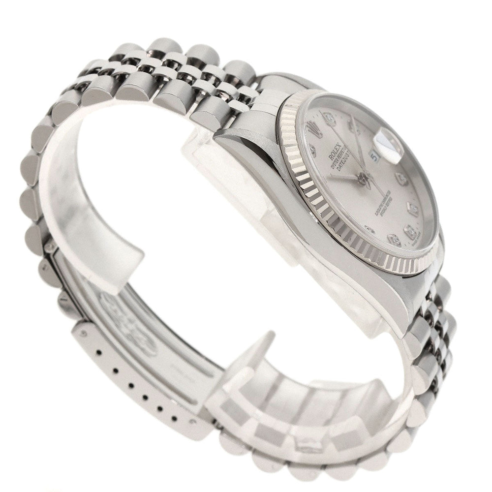 ROLEX Watches Mechanical Automatic 16234G Stainless Steel , Stainless Steel , K18WG Silver Datejust 10P Diamond Silver dial mens Used Authentic