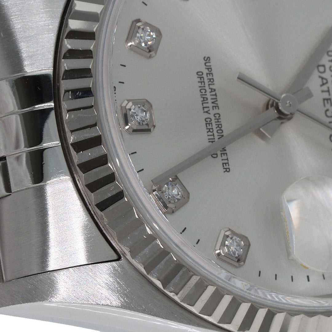 ROLEX Watches Mechanical Automatic 16234G Stainless Steel , Stainless Steel , K18WG Silver Datejust 10P Diamond Silver dial mens Used Authentic