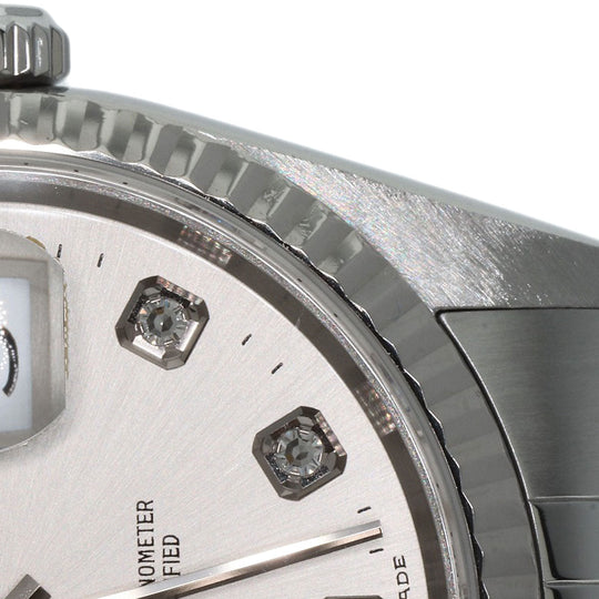 ROLEX Watches Mechanical Automatic 16234G Stainless Steel , Stainless Steel , K18WG Silver Datejust 10P Diamond Silver dial mens Used Authentic