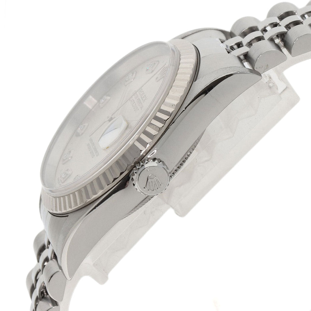ROLEX Watches Mechanical Automatic 16234G Stainless Steel , Stainless Steel , K18WG Silver Datejust 10P Diamond Silver dial mens Used Authentic