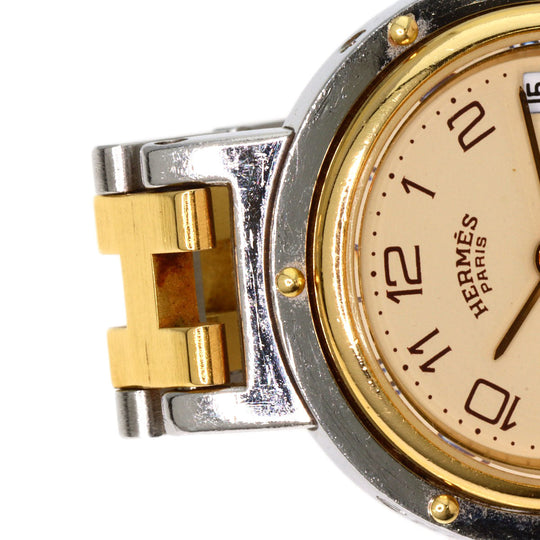 HERMES Watches Quartz Stainless Steel , SSxGP gold Clipper Old Belt Ivory dial Women Used Authentic