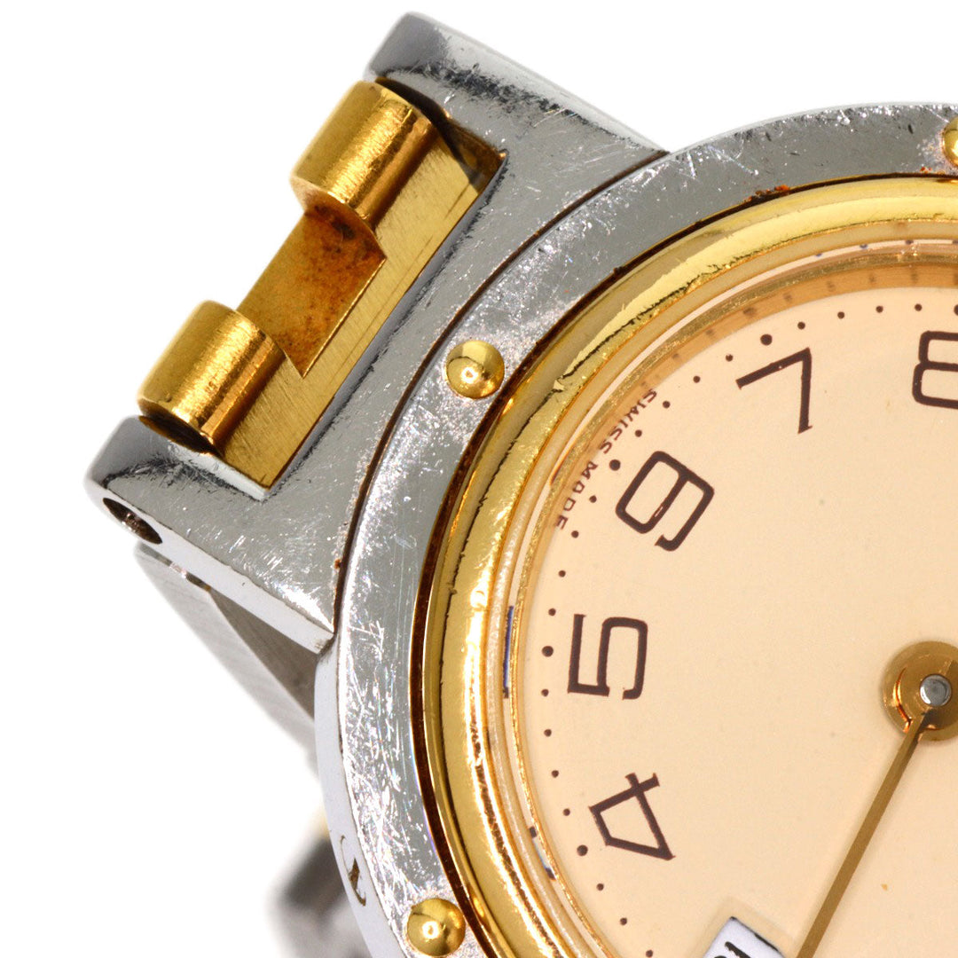 HERMES Watches Quartz Stainless Steel , SSxGP gold Clipper Old Belt Ivory dial Women Used Authentic