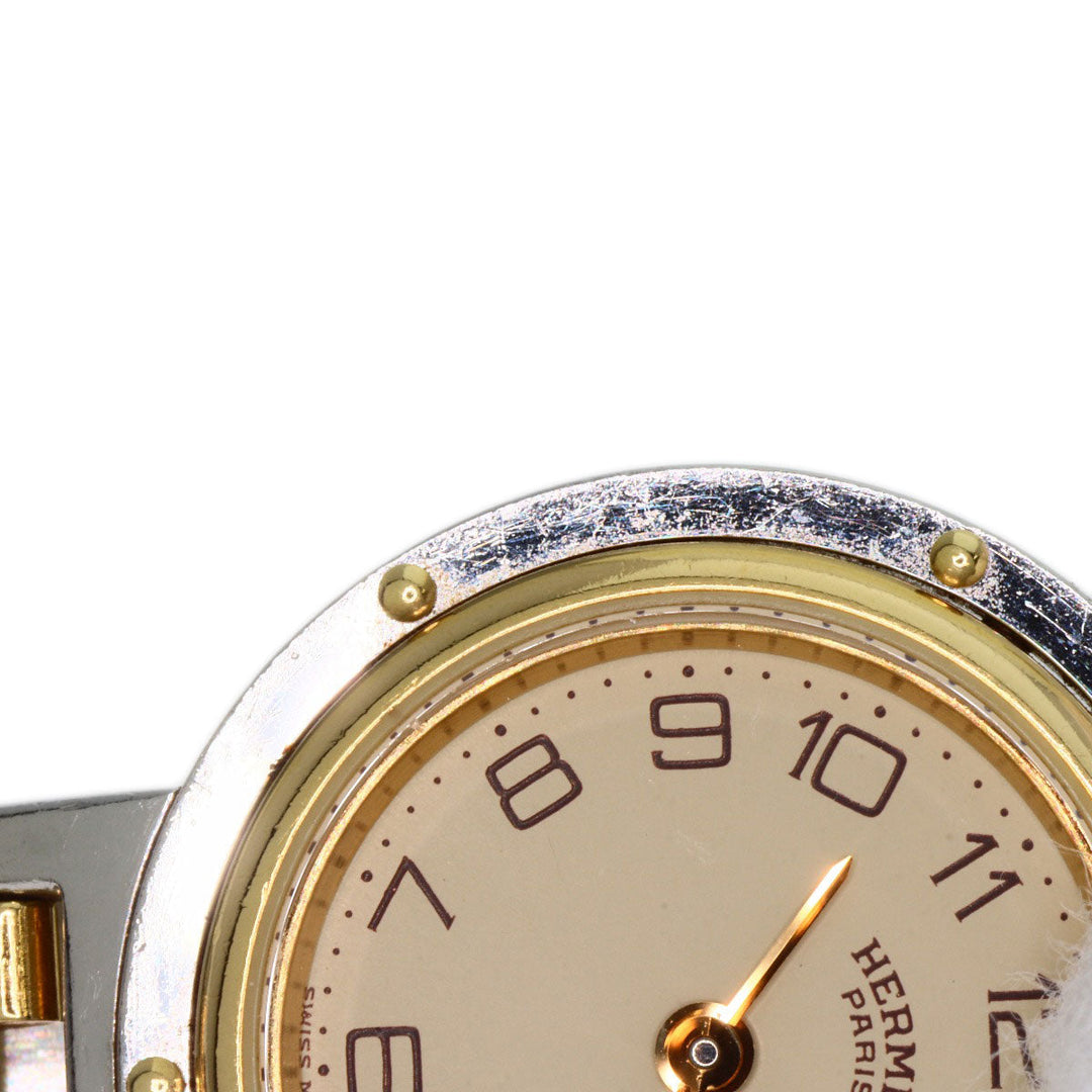 HERMES Watches Quartz Stainless Steel , SSxGP gold Clipper Old Belt Ivory dial Women Used Authentic