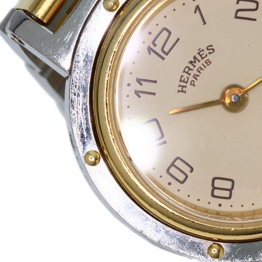 HERMES Watches Quartz Stainless Steel , SSxGP gold Clipper Old Belt Ivory dial Women Used Authentic