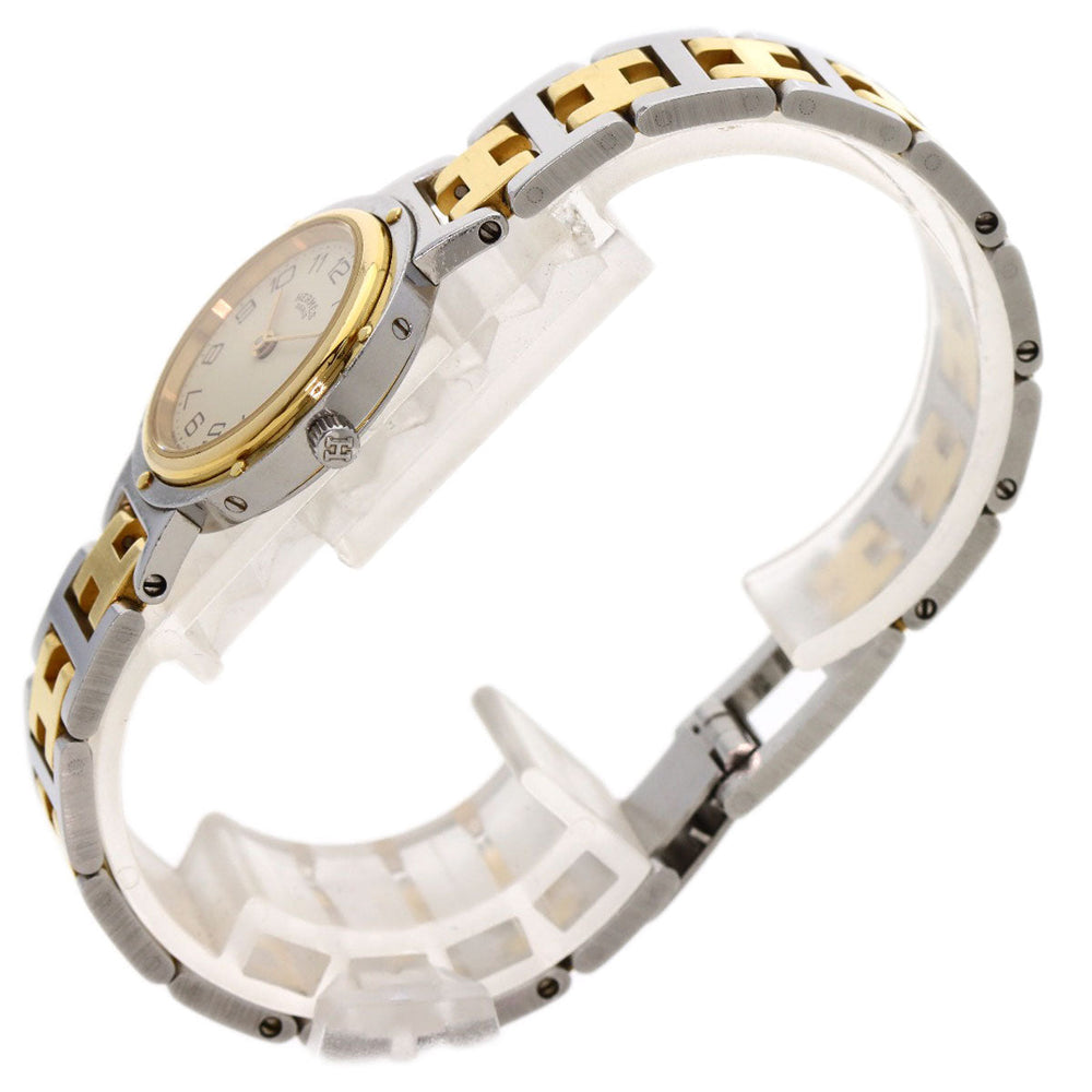 HERMES Watches Quartz Stainless Steel , SSxGP gold Clipper Old Belt Ivory dial Women Used Authentic
