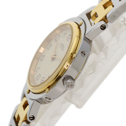 HERMES Watches Quartz Stainless Steel , SSxGP gold Clipper Old Belt Ivory dial Women Used Authentic