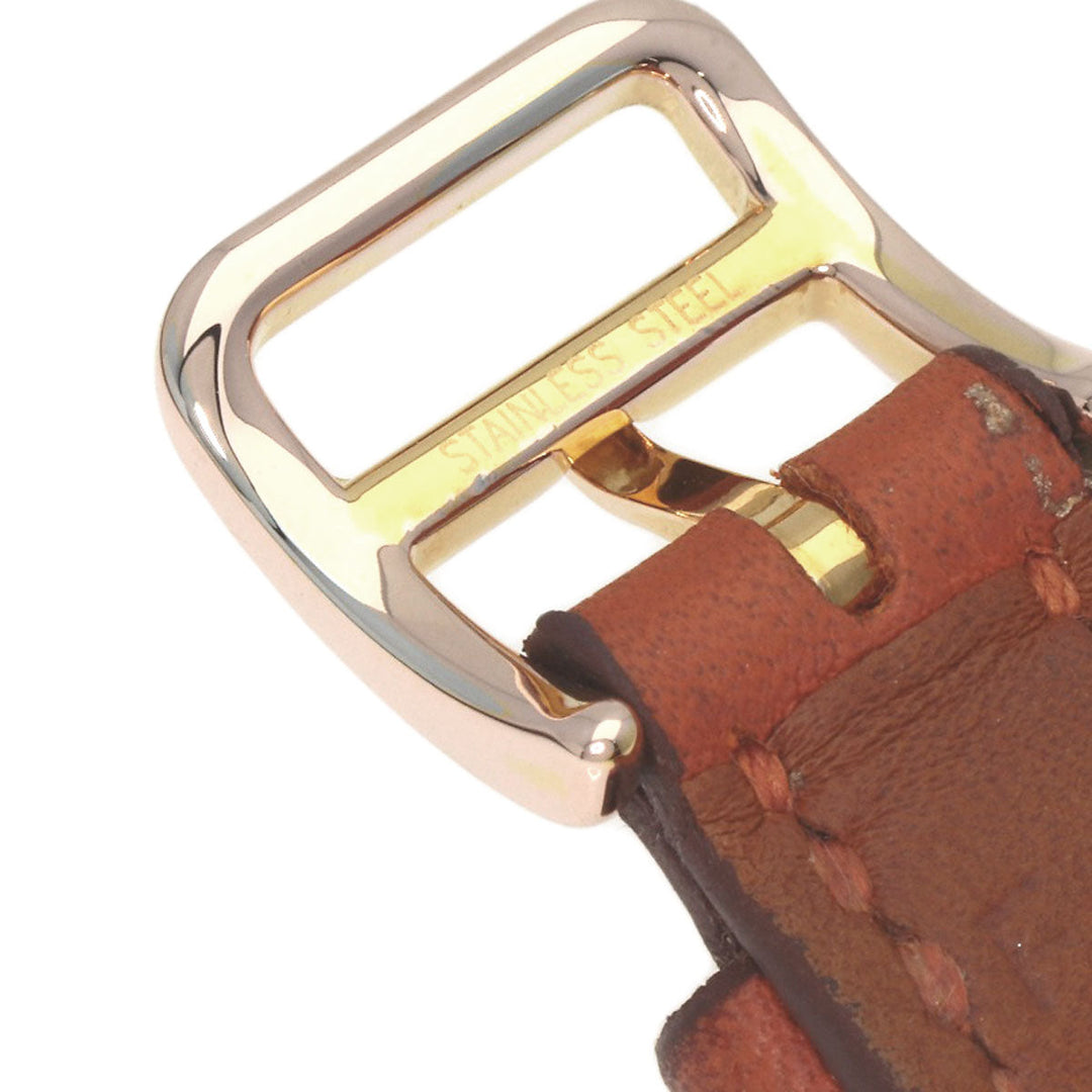 HERMES Watches Quartz HH1.101 PGP, leather gold H watch mini white dial Women Used Authentic