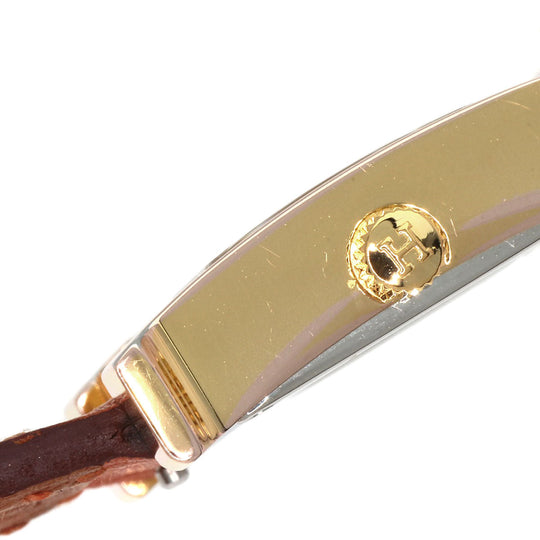HERMES Watches Quartz HH1.101 PGP, leather gold H watch mini white dial Women Used Authentic