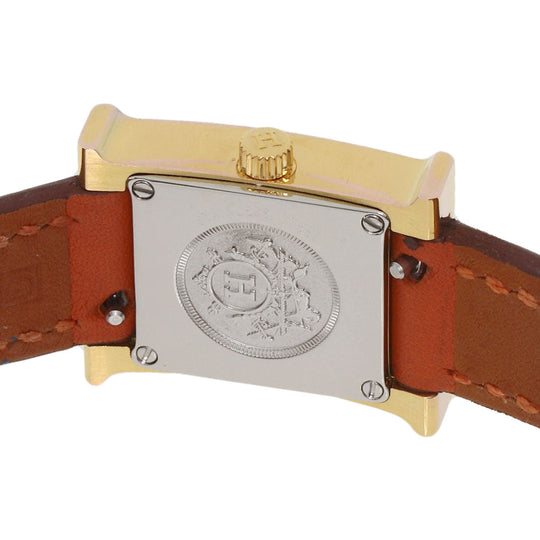 HERMES Watches Quartz HH1.101 PGP, leather gold H watch mini white dial Women Used Authentic
