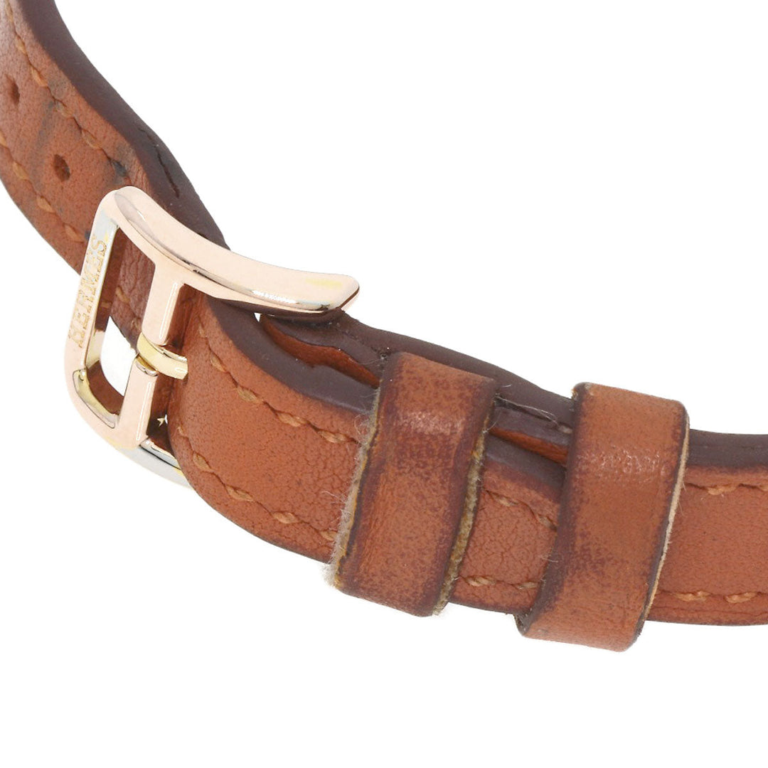 HERMES Watches Quartz HH1.101 PGP, leather gold H watch mini white dial Women Used Authentic