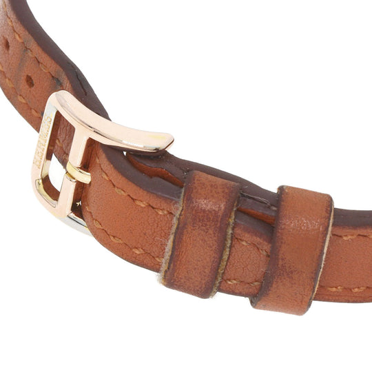 HERMES Watches Quartz HH1.101 PGP, leather gold H watch mini white dial Women Used Authentic